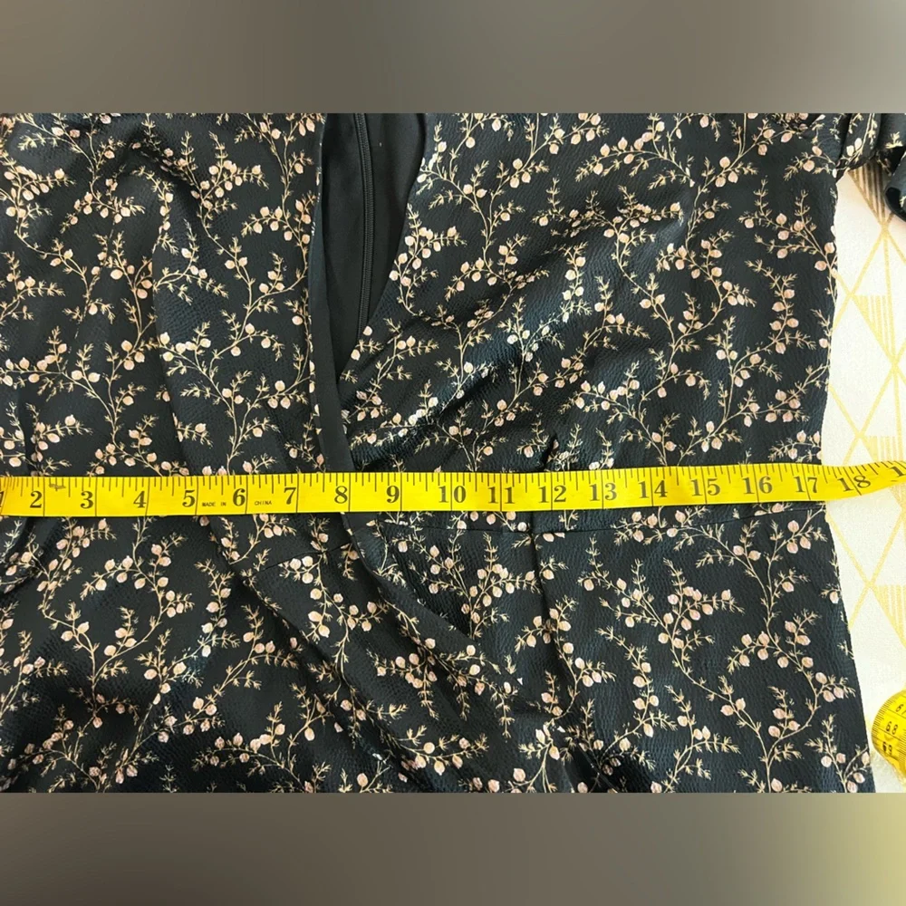 Jonathan Simkhai Hammered Silk Keyhole Tie-Front Asymmetrical Floral Dress Sz 1 - Picture 9 of 14